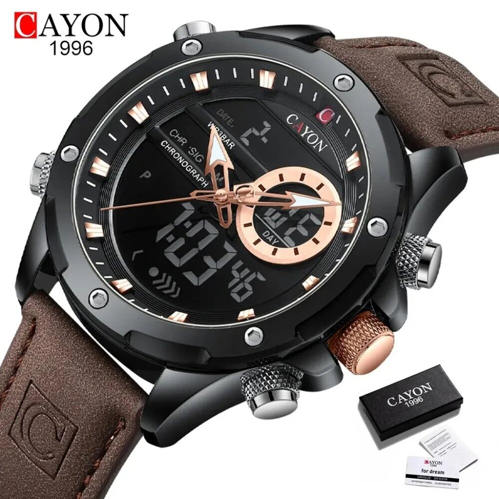 CAYON Digital Men's Military Watch: Waterproof LED Quartz Sports Watch for Men